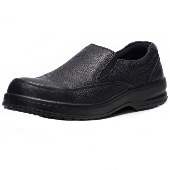 Alpine Swiss Arbete Mens Work Shoes Slip Resistant Real Leather Slip-On Loafers - Picture 1 of 6